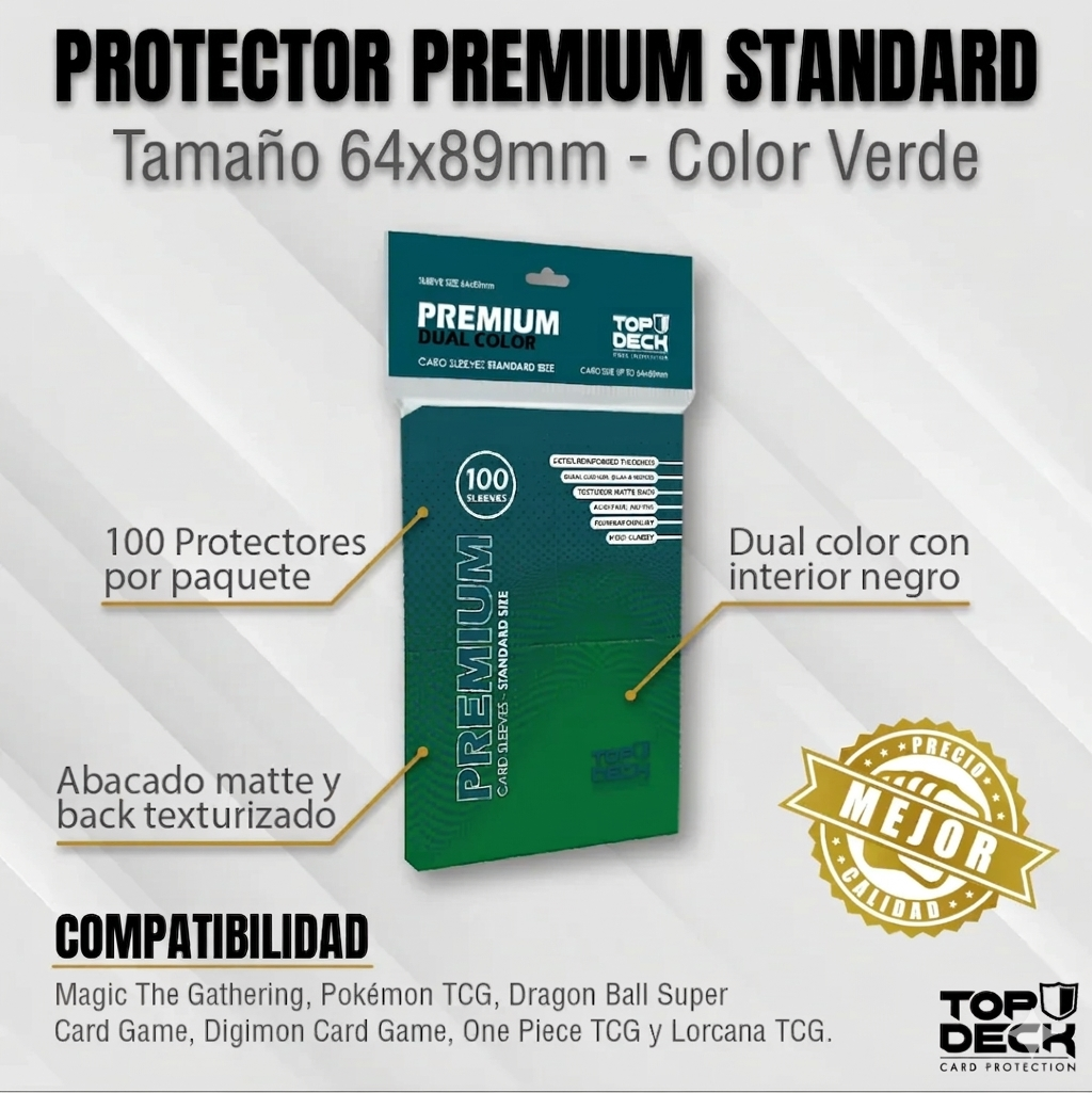 Protectores Premium | TOPDECK Standard 64x89mm color Verde