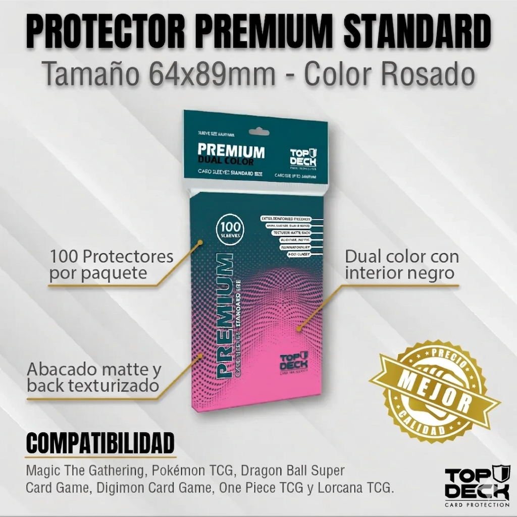 Protectores Premium | TOPDECK Standard 64x89mm color Rosa